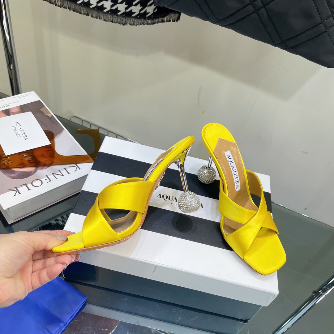 Aquazzura Darling Satin Sculptural-Heel Mules - PerfectKickZ