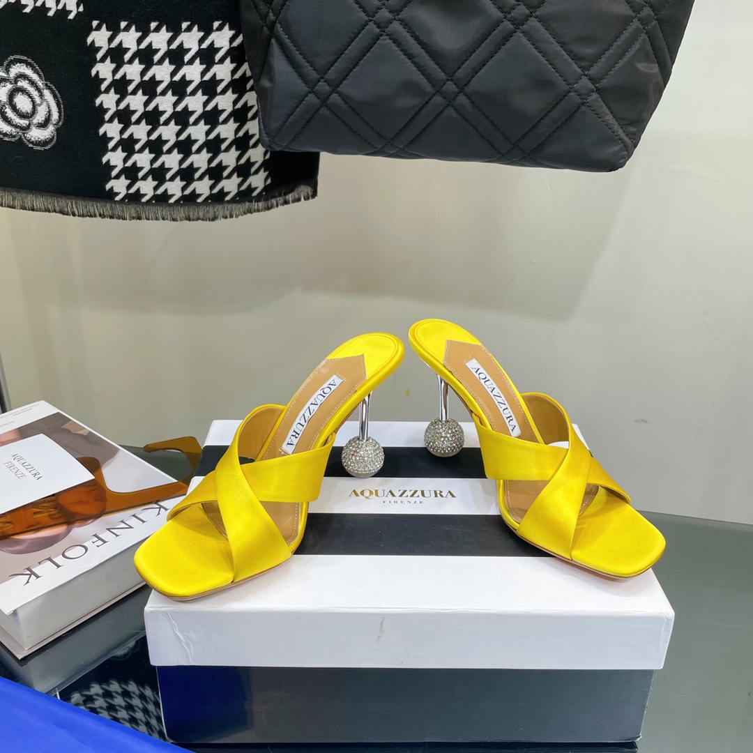 Aquazzura Darling Satin Sculptural-Heel Mules - PerfectKickZ