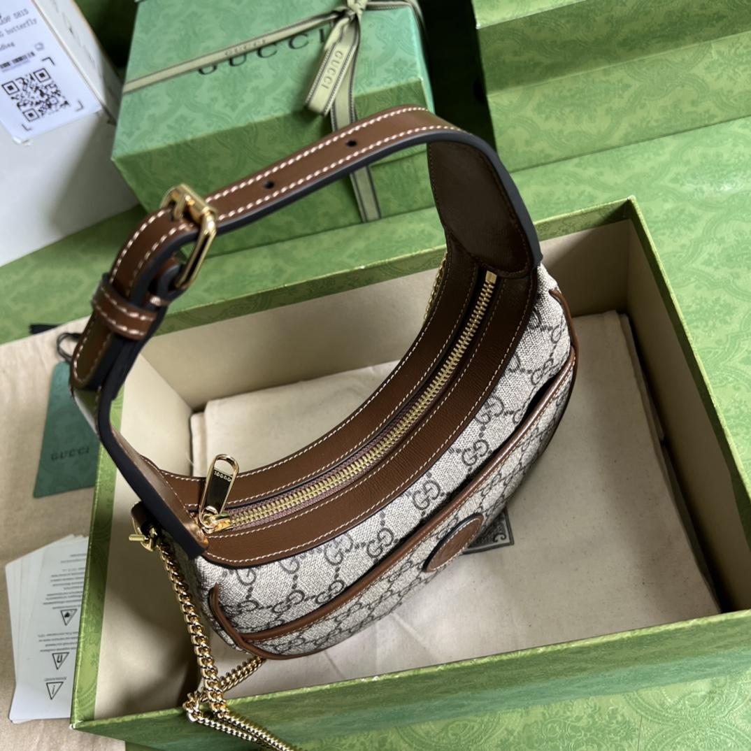 Gucci Half-Moon-Shaped Mini Bag With Interlocking G(22-12.5-5cm)   - PerfectKickZ