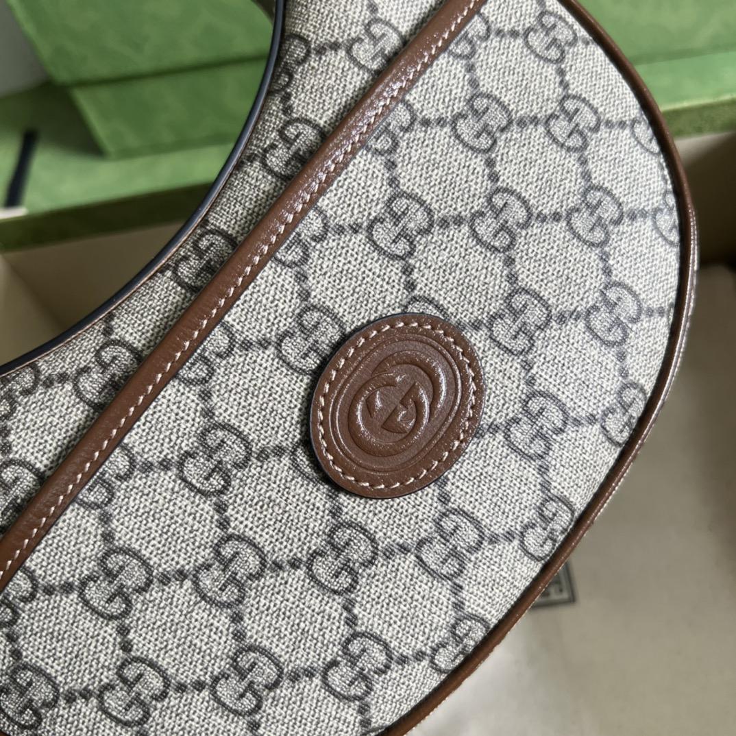 Gucci Half-Moon-Shaped Mini Bag With Interlocking G(22-12.5-5cm)   - PerfectKickZ