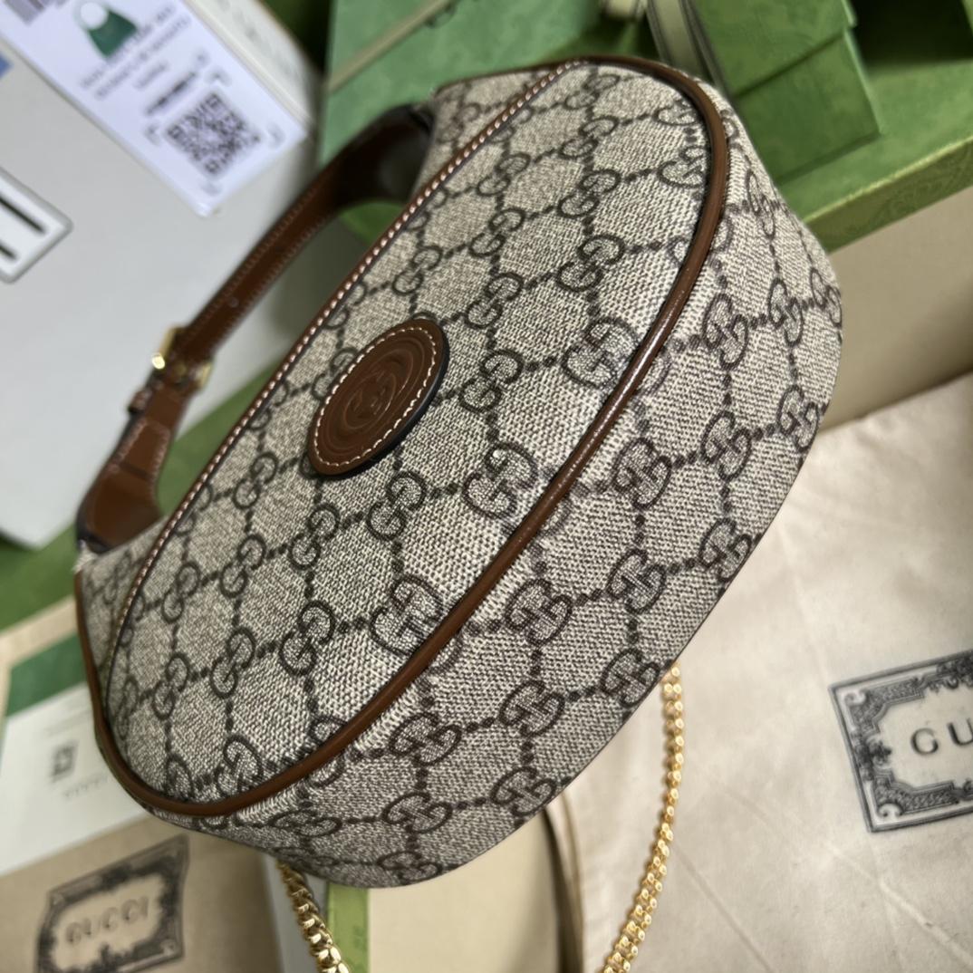 Gucci Half-Moon-Shaped Mini Bag With Interlocking G(22-12.5-5cm)   - PerfectKickZ