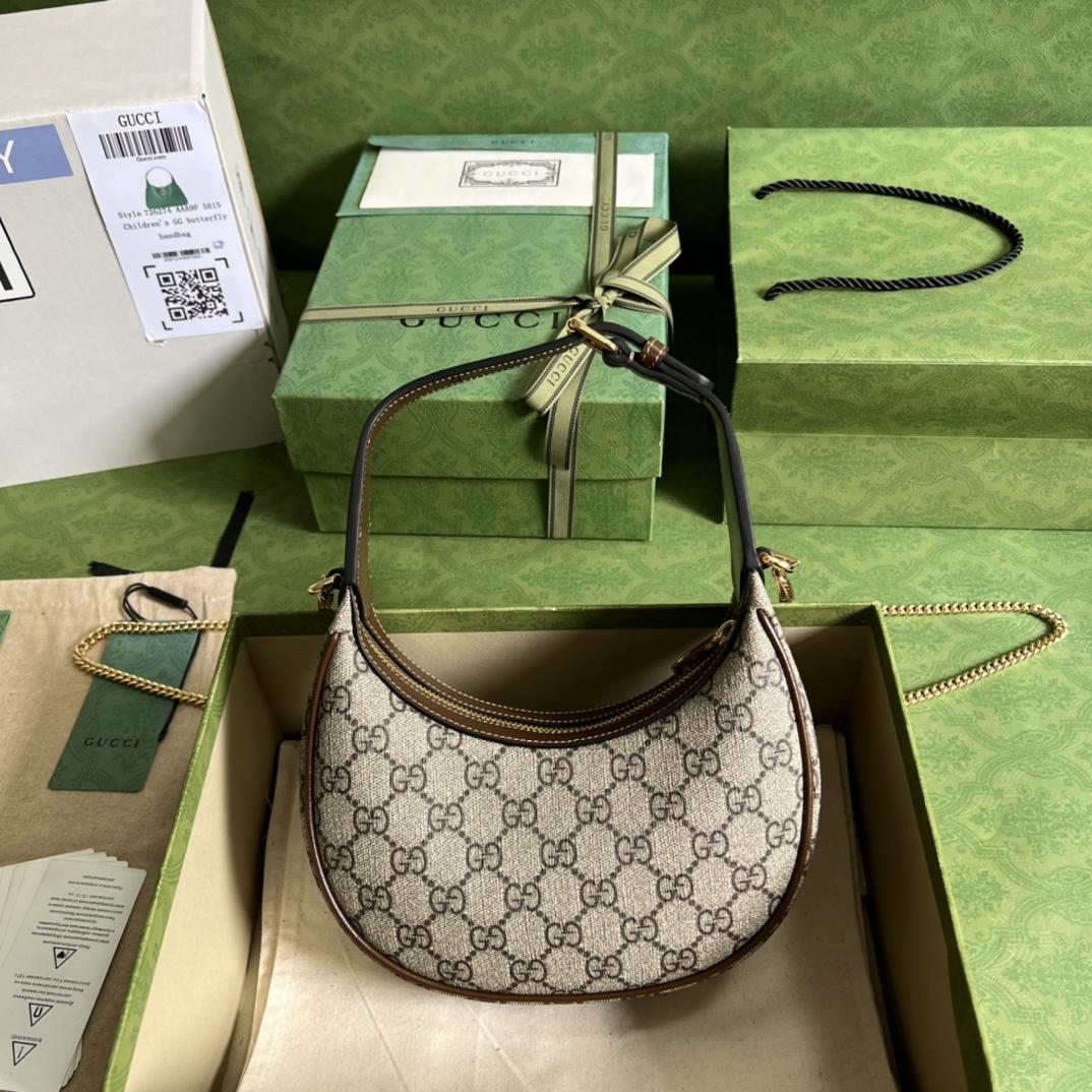Gucci Half-Moon-Shaped Mini Bag With Interlocking G(22-12.5-5cm)   - PerfectKickZ