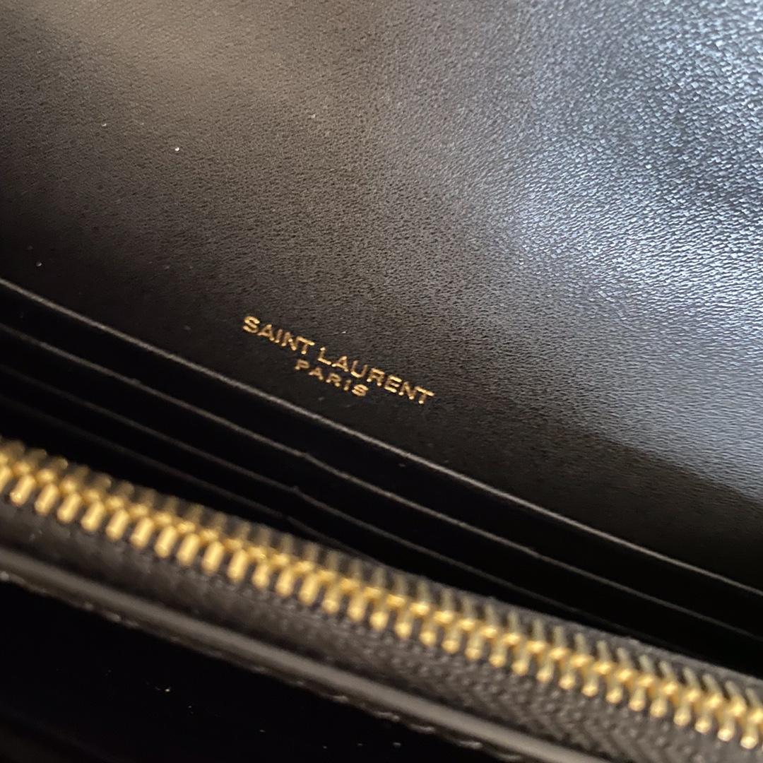 Saint Laurent Sunset Chain Wallet In Crocodile-Embossed Shiny Leather - PerfectKickZ