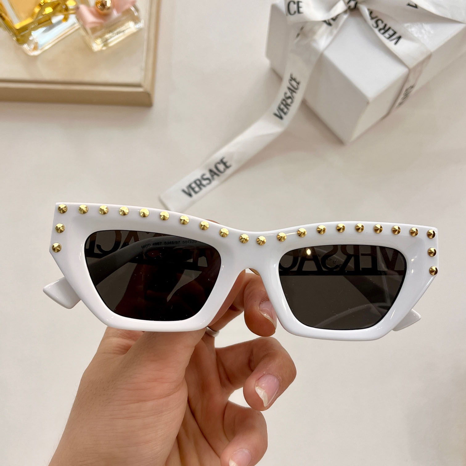 Versace 90s Vintage Logo Cat-Eye Sunglasses     VE4967  - PerfectKickZ