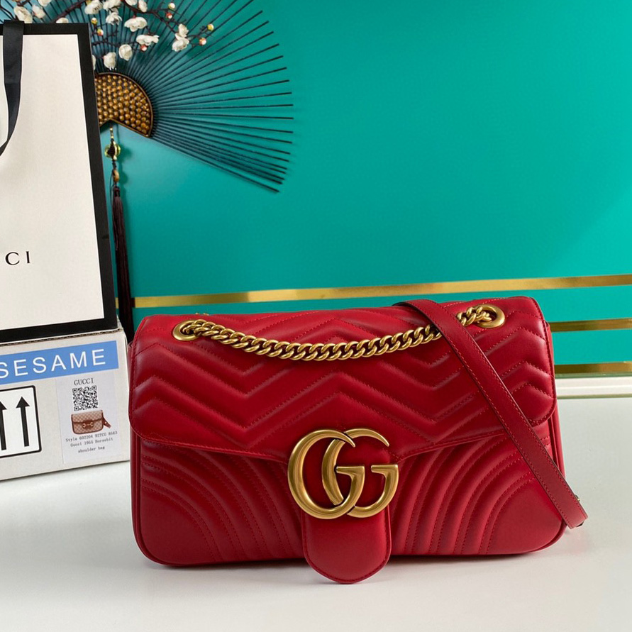 Gucci GG Marmont Medium Matelassé Shoulder Bag(31-19-7CM)     443496 - PerfectKickZ