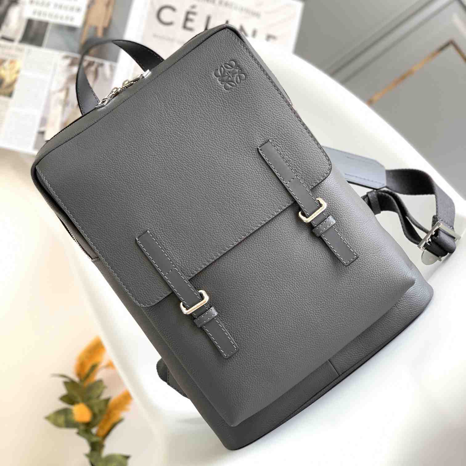 Loewe Military Backpack In Soft Grained Calfskin - PerfectKickZ