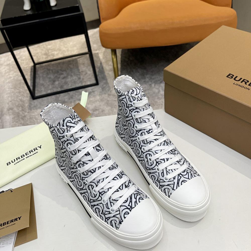 Burberry Vintage Monogram Print Cotton High-top Sneakers - PerfectKickZ