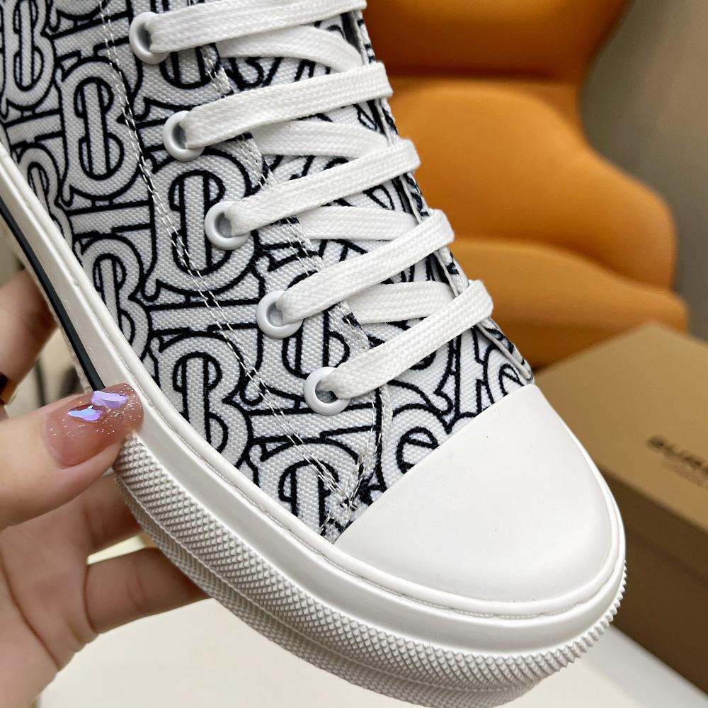 Burberry Vintage Monogram Print Cotton High-top Sneakers - PerfectKickZ