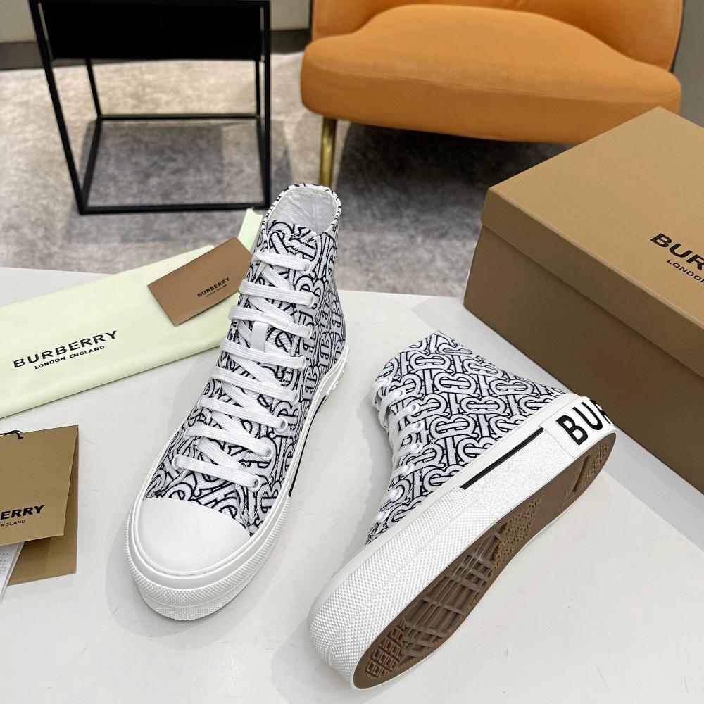 Burberry Vintage Monogram Print Cotton High-top Sneakers - PerfectKickZ