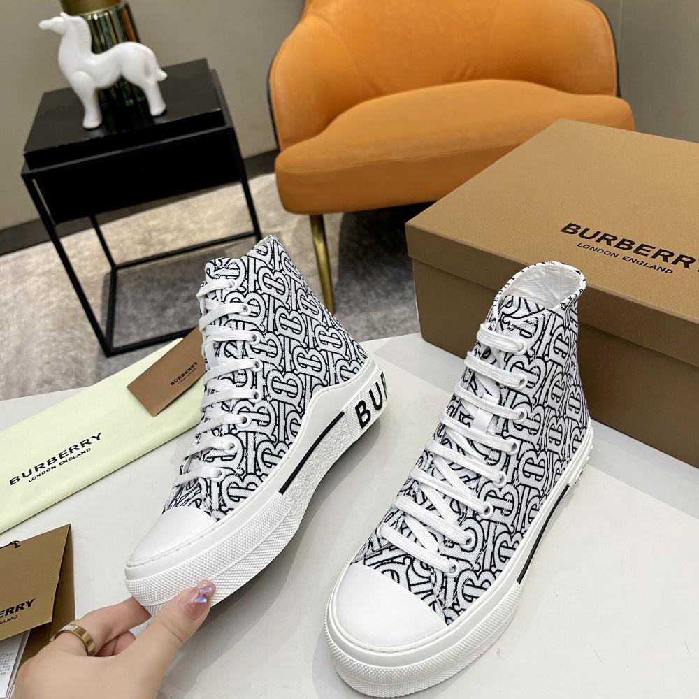 Burberry Vintage Monogram Print Cotton High-top Sneakers - PerfectKickZ