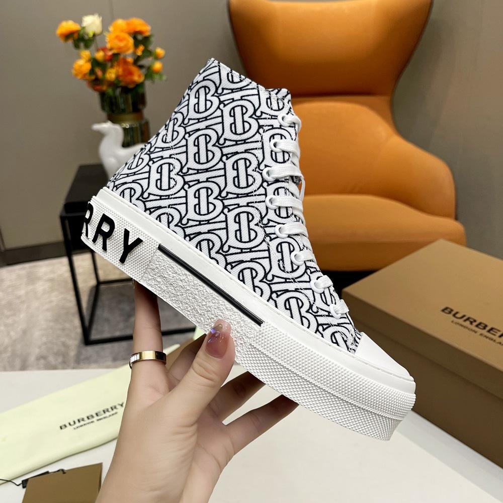 Burberry Vintage Monogram Print Cotton High-top Sneakers - PerfectKickZ