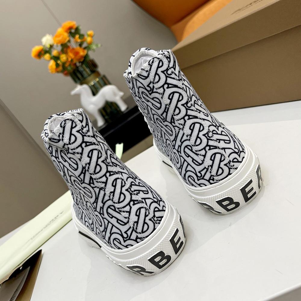 Burberry Vintage Monogram Print Cotton High-top Sneakers - PerfectKickZ