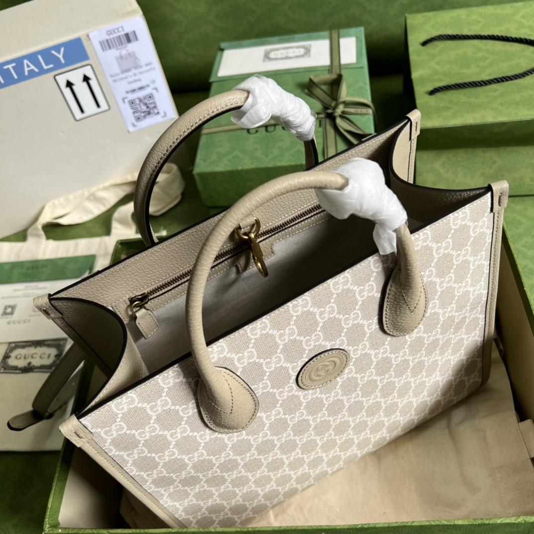 Gucci Small Tote Bag With Interlocking G(31-26.5-14cm) - PerfectKickZ