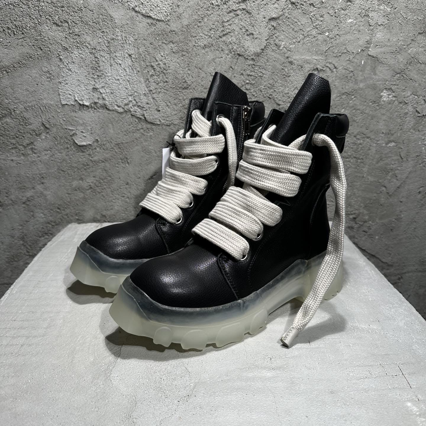 Rick Owens Beatle Lace Up Boots In Black - PerfectKickZ