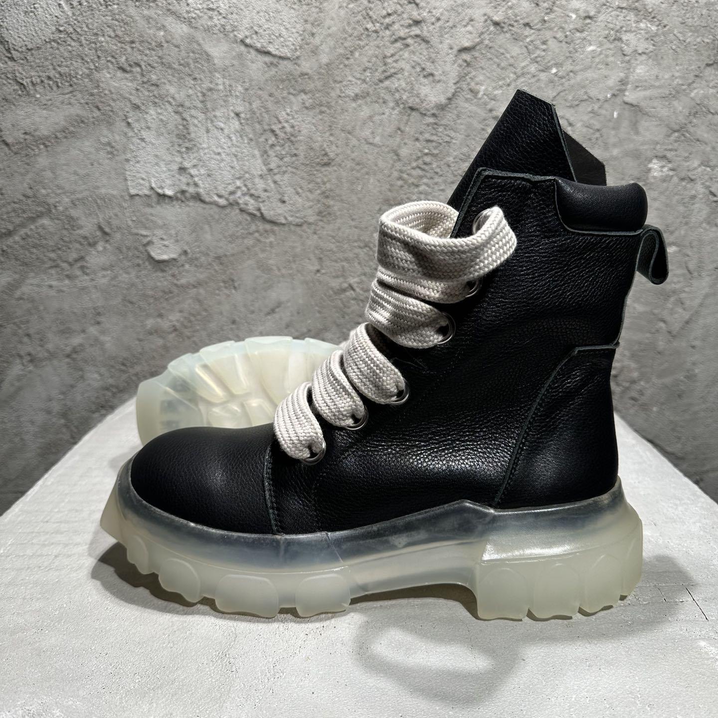 Rick Owens Beatle Lace Up Boots In Black - PerfectKickZ