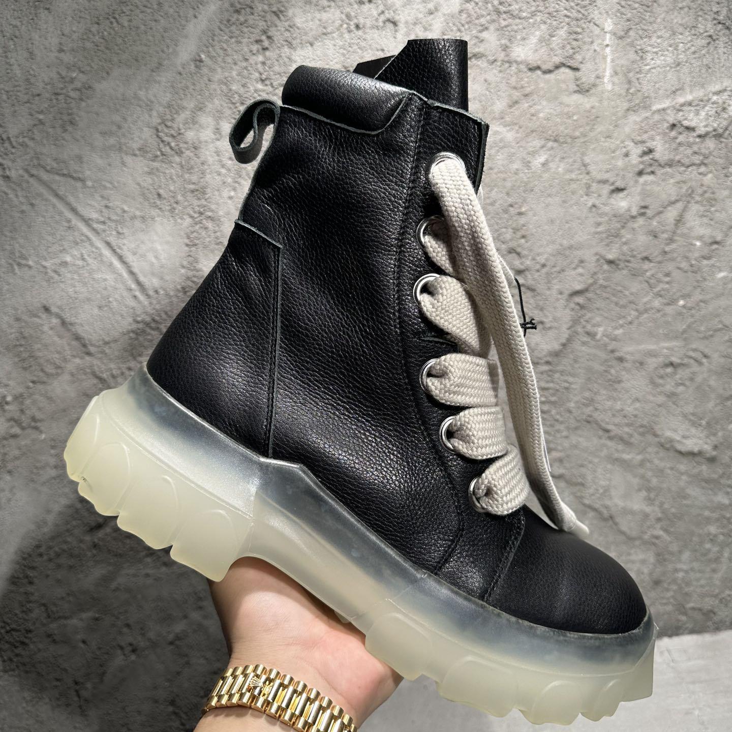 Rick Owens Beatle Lace Up Boots In Black - PerfectKickZ