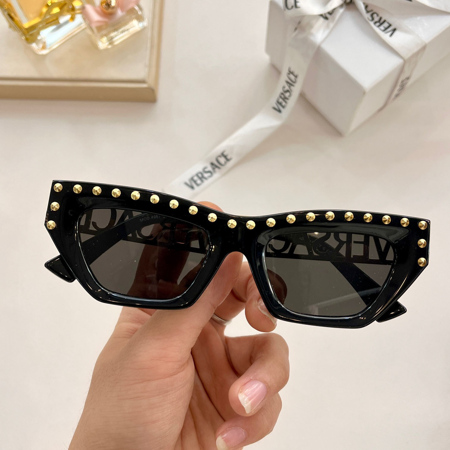 Versace 90s Vintage Logo Cat-Eye Sunglasses     VE4967  - PerfectKickZ