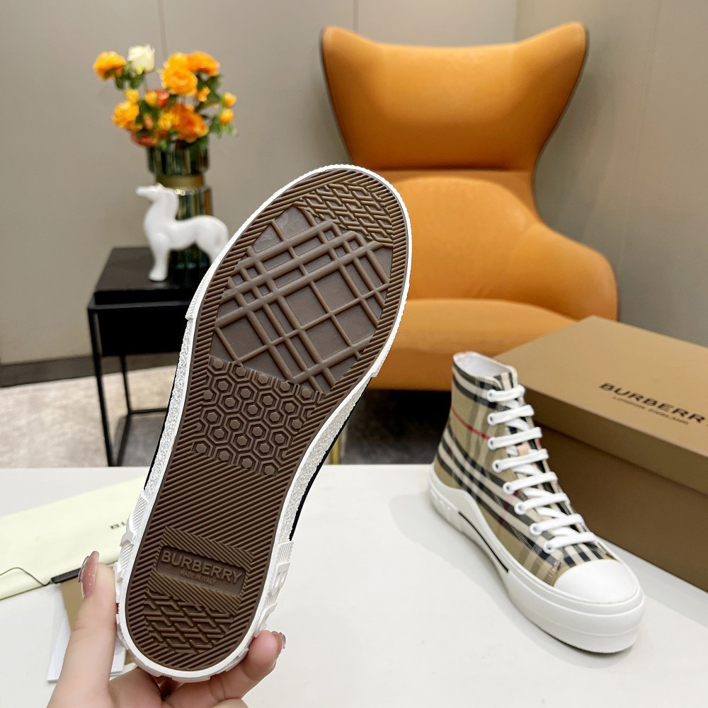 Burberry Vintage Check Cotton High-top Sneakers - PerfectKickZ