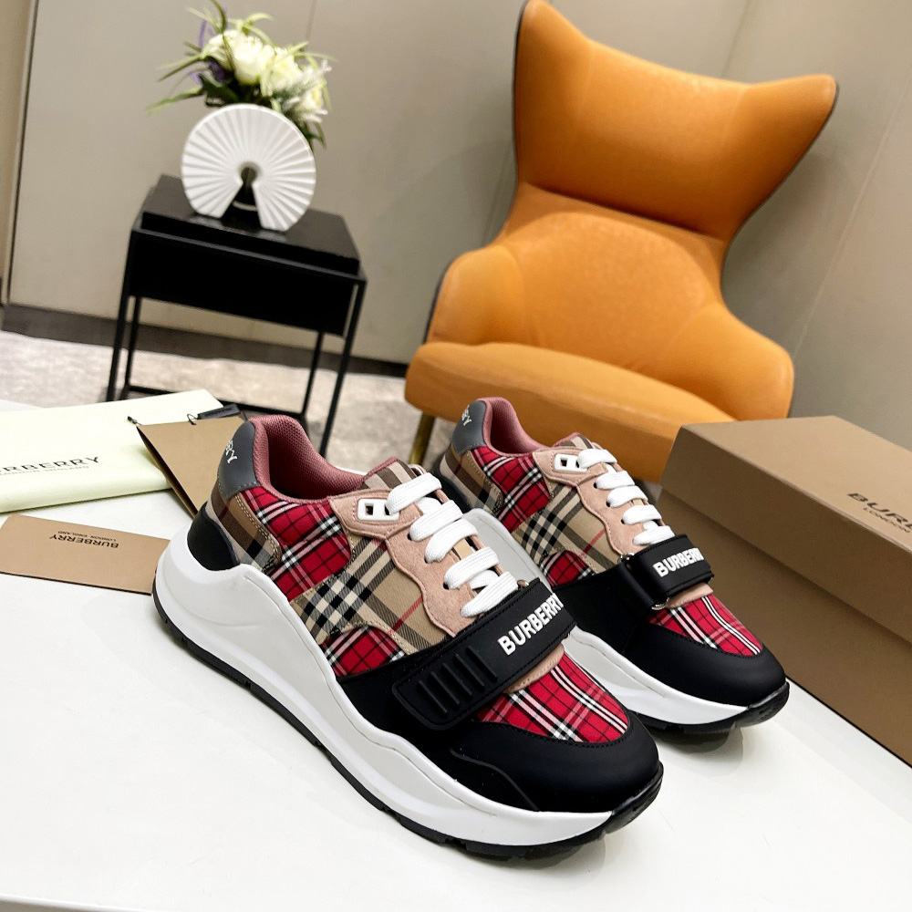 Burberry Vintage Contrast Check And Leather Sneakers - PerfectKickZ