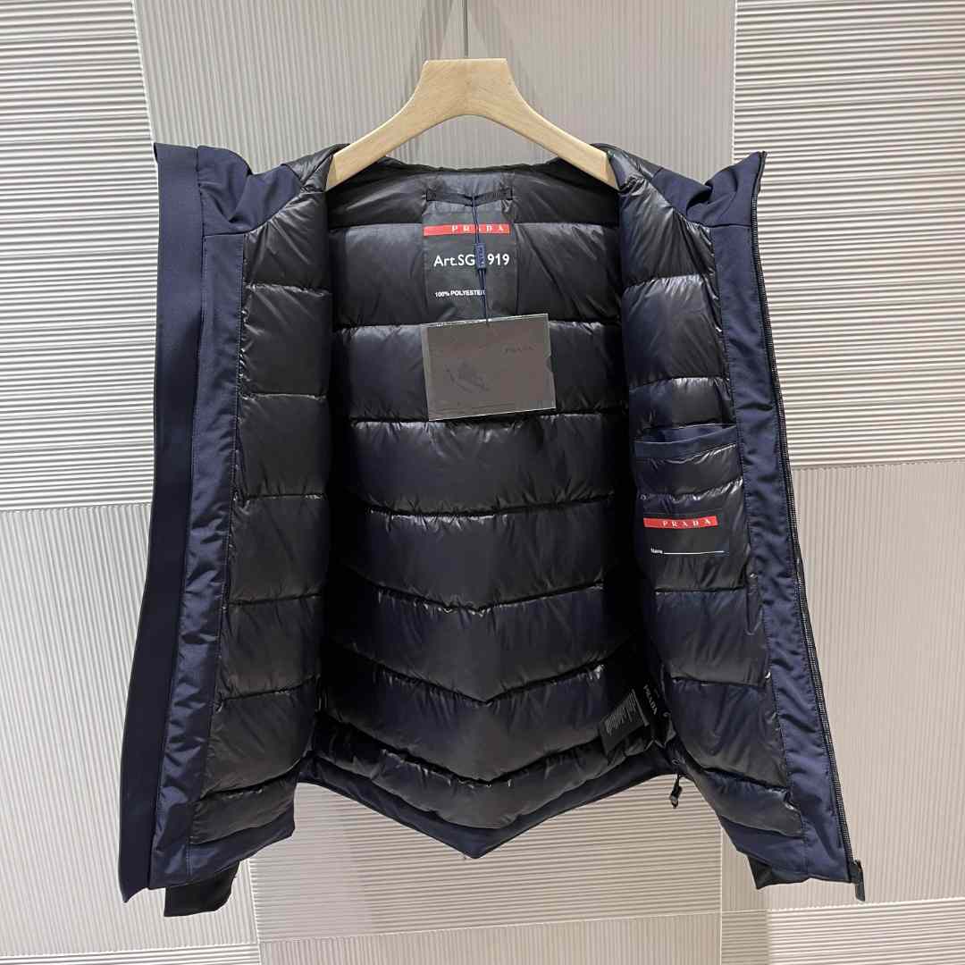 Prada Logo Hooded Puffer Jacket - PerfectKickZ