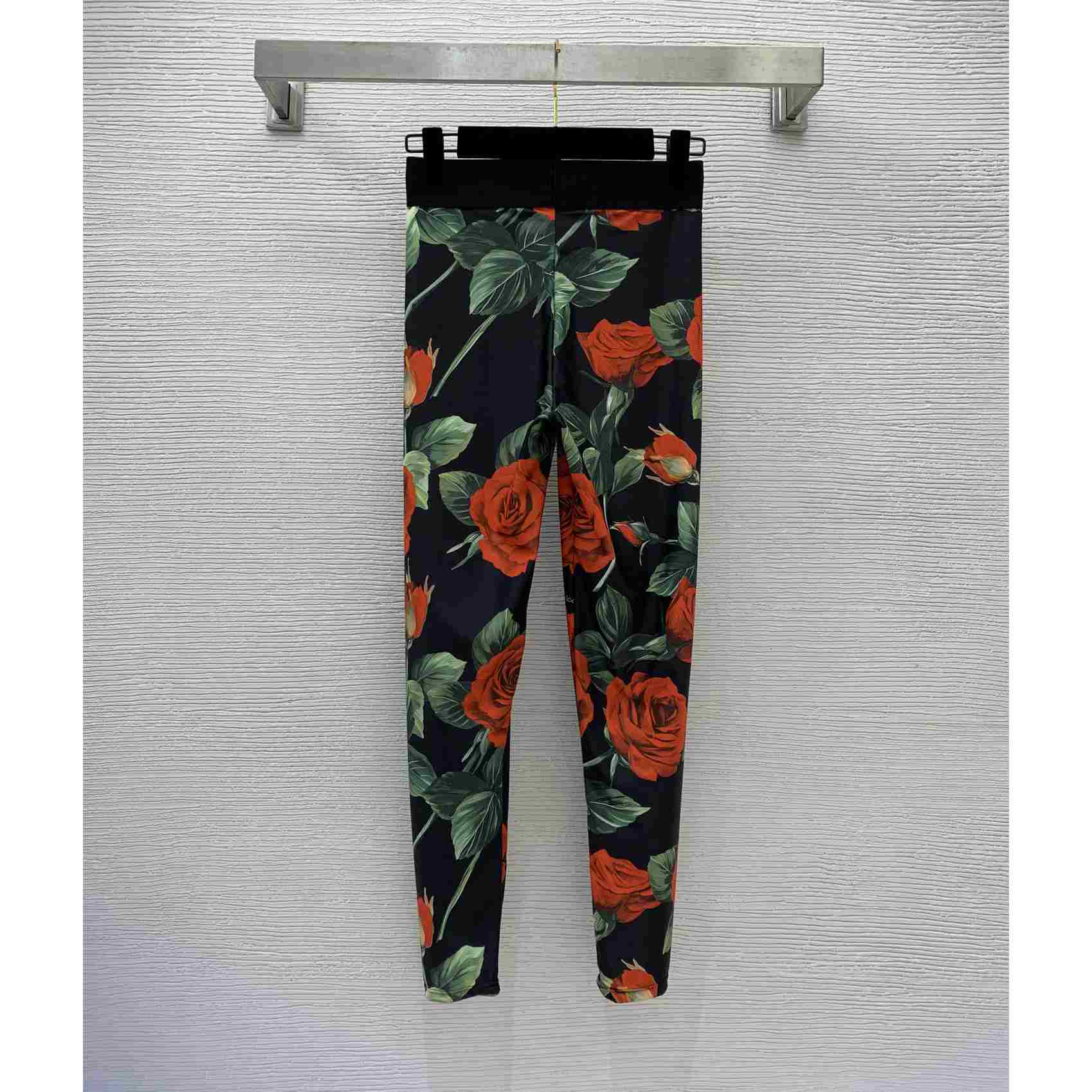 Dolce & Gabbana Floral Silk-Blend Charmeuse Leggings & High Neck Top - PerfectKickZ