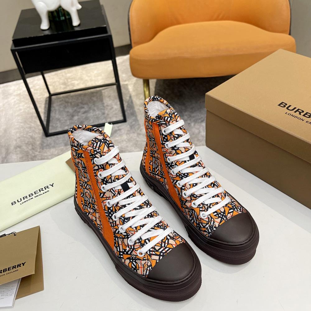 Burberry Vintage Monogram Print Cotton High-top Sneakers - PerfectKickZ