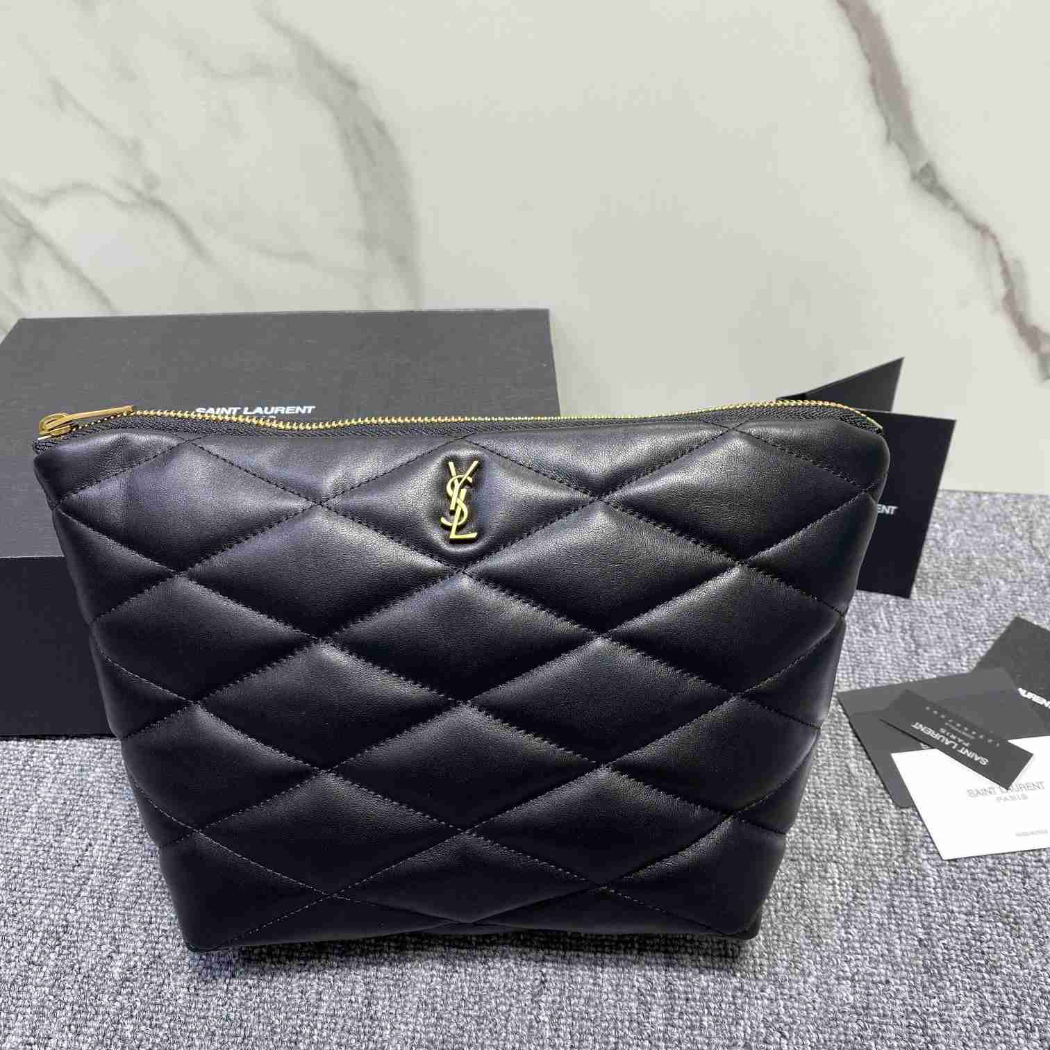 Saint Laurent Sade Pouch In Quilted Lambskin - PerfectKickZ