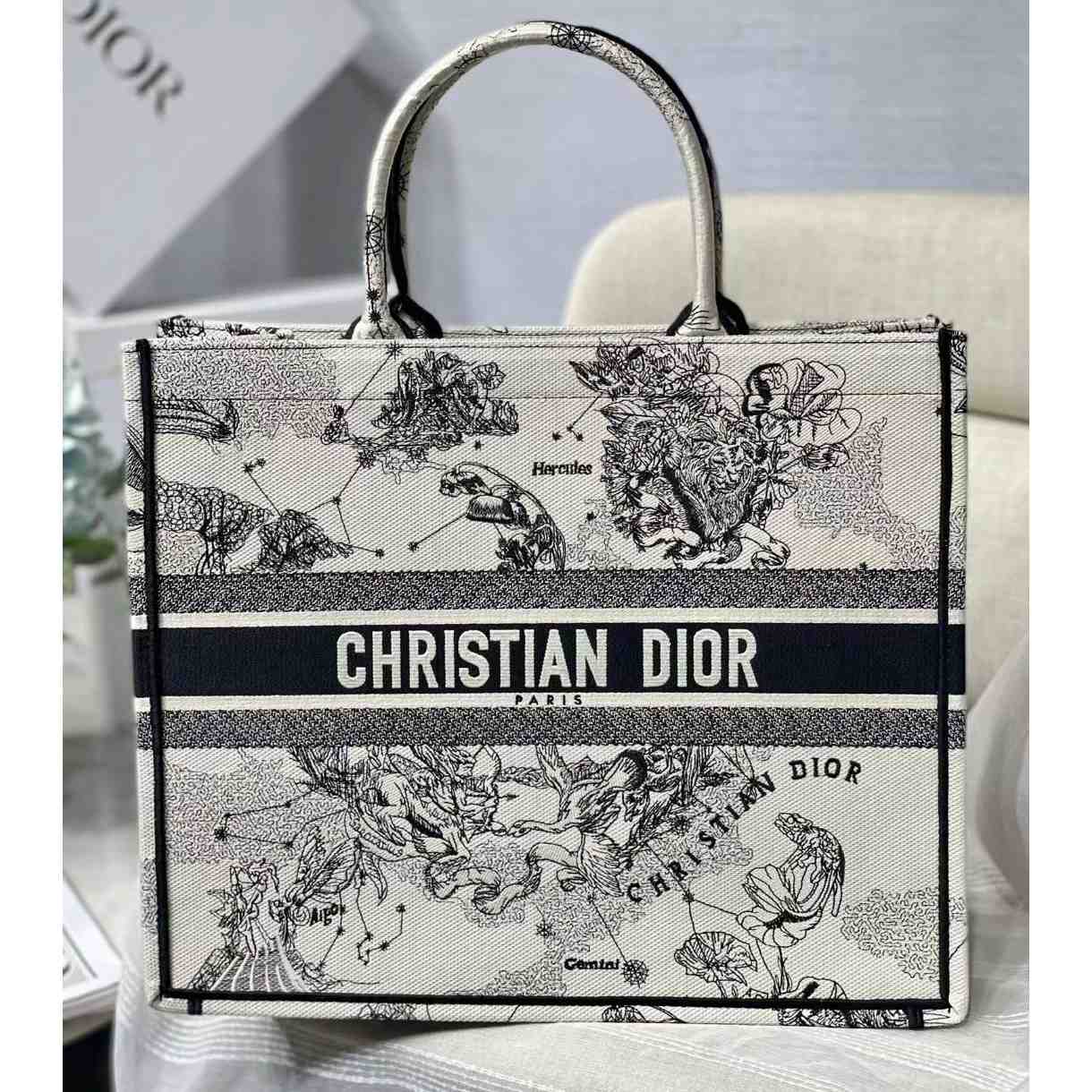 Dior Oblique Embroidered Book Tote(41.5-25-18cm)-Embroiderable Characters - PerfectKickZ