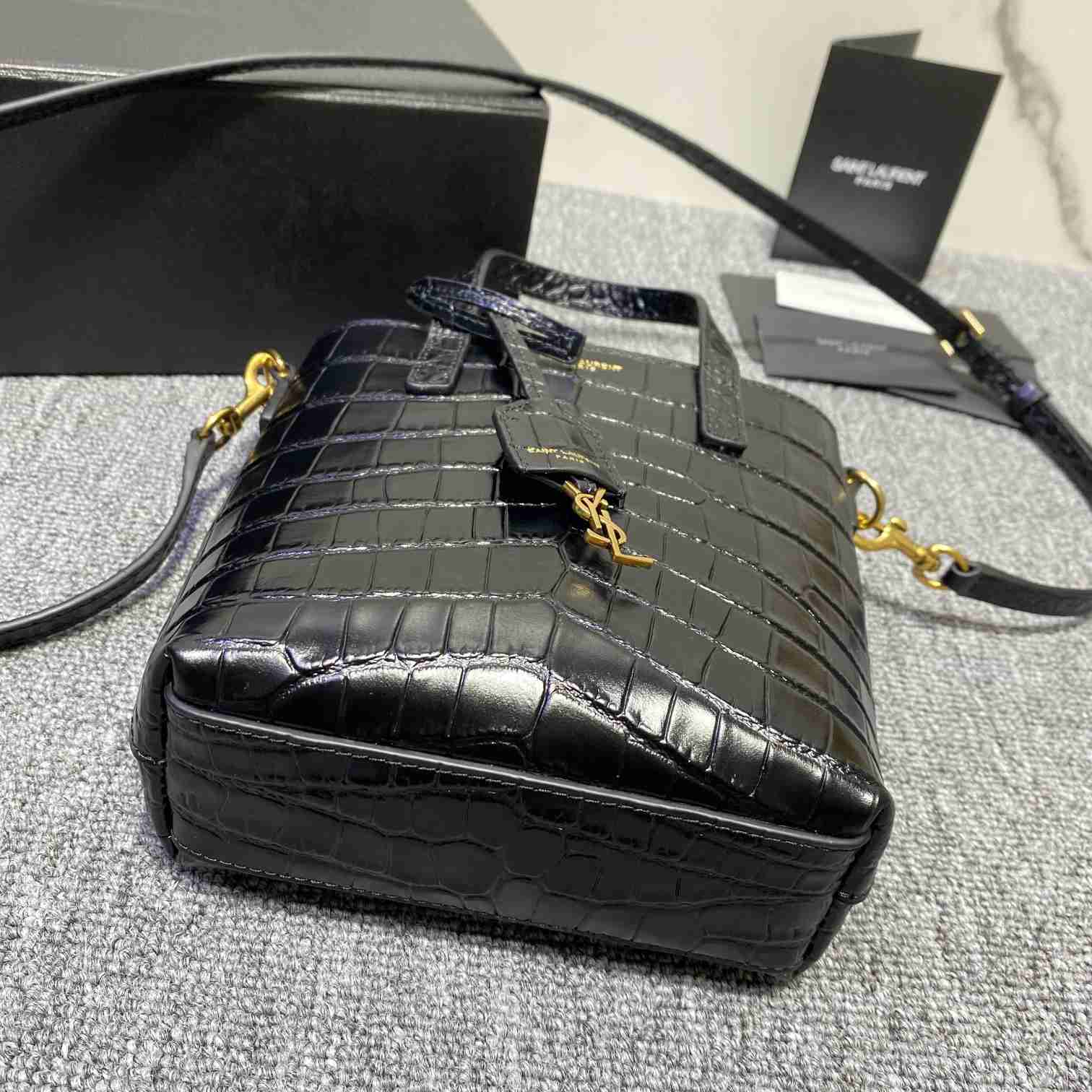 Saint Laurent Paris Mini Toy Shopping In Crocodile-Embossed Leather  - PerfectKickZ