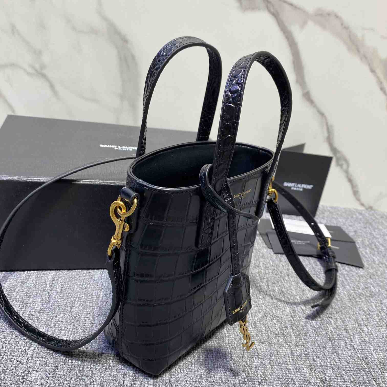 Saint Laurent Paris Mini Toy Shopping In Crocodile-Embossed Leather  - PerfectKickZ