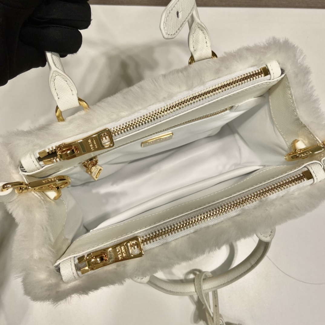 Prada Galleria Shearling Mini-Bag - PerfectKickZ