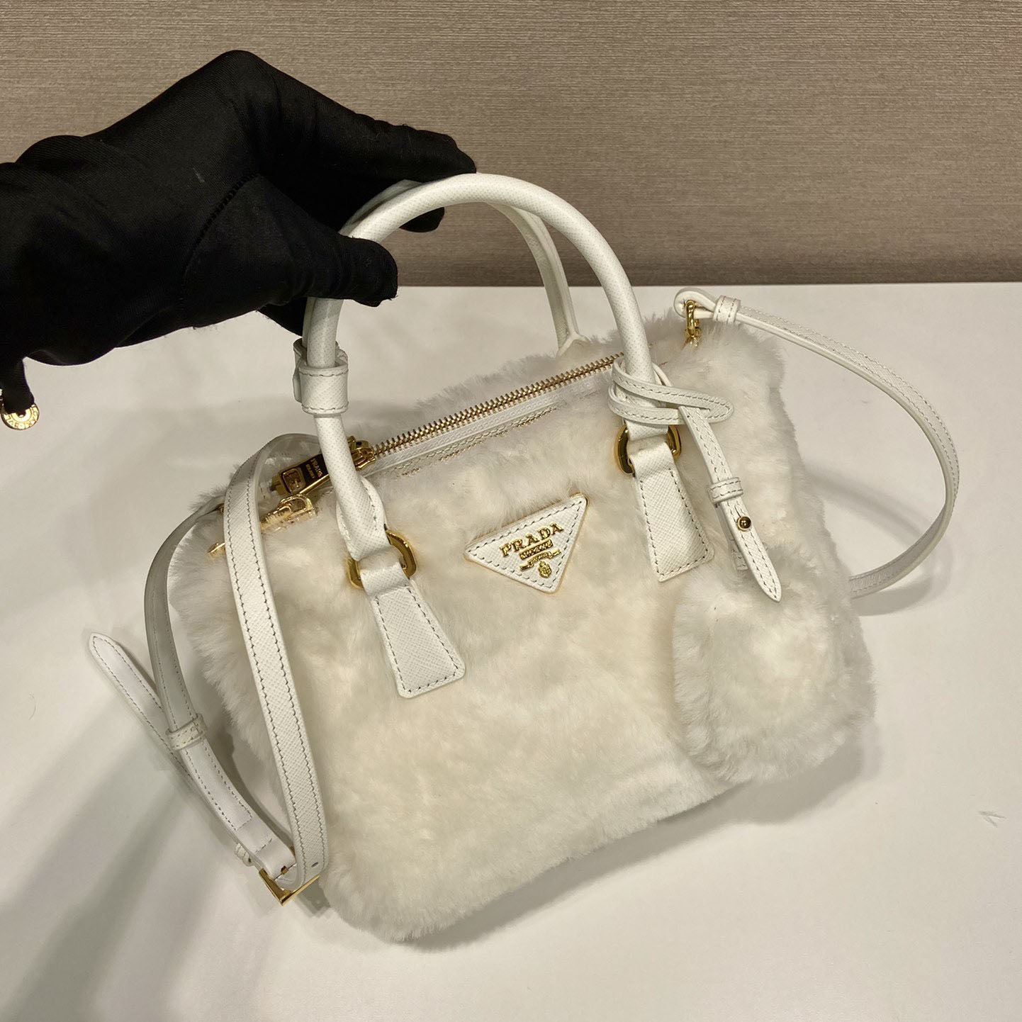 Prada Galleria Shearling Mini-Bag - PerfectKickZ