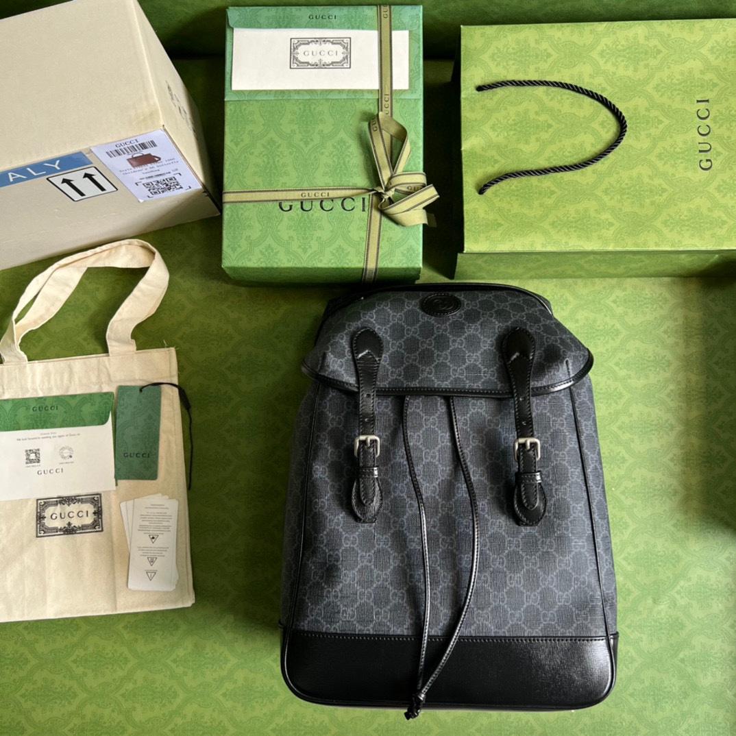 Gucci Medium Backpack With Interlocking G(26-43-18cm) - 