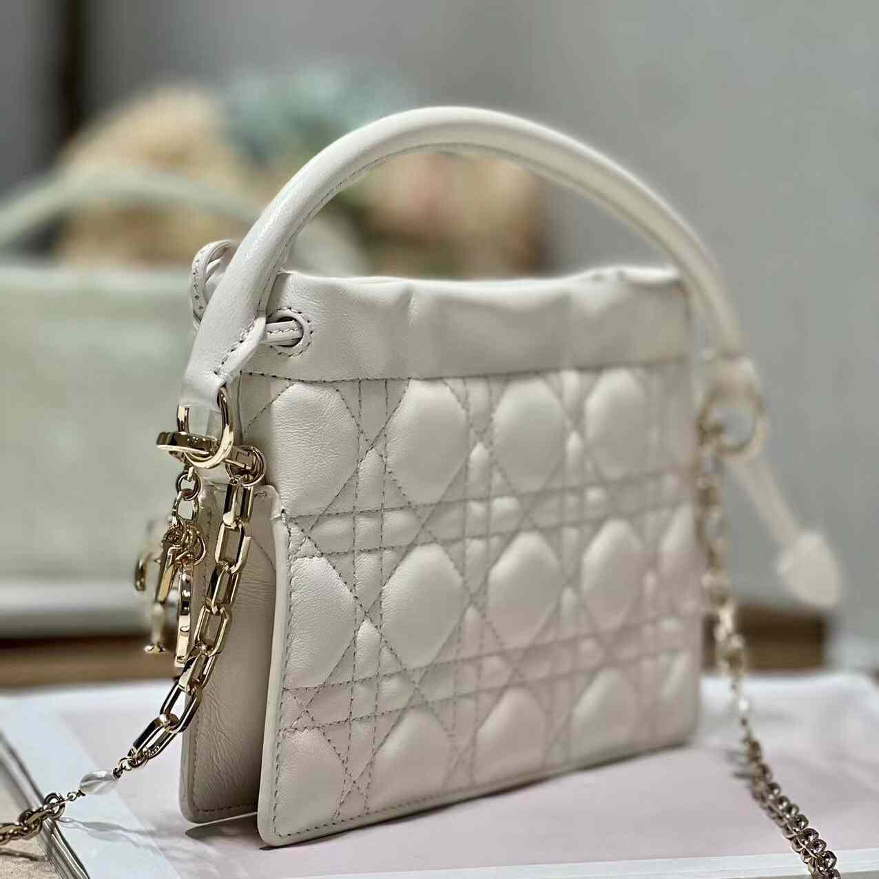 Dior Lady Dior Handle Drawstring Mini Bag - PerfectKickZ