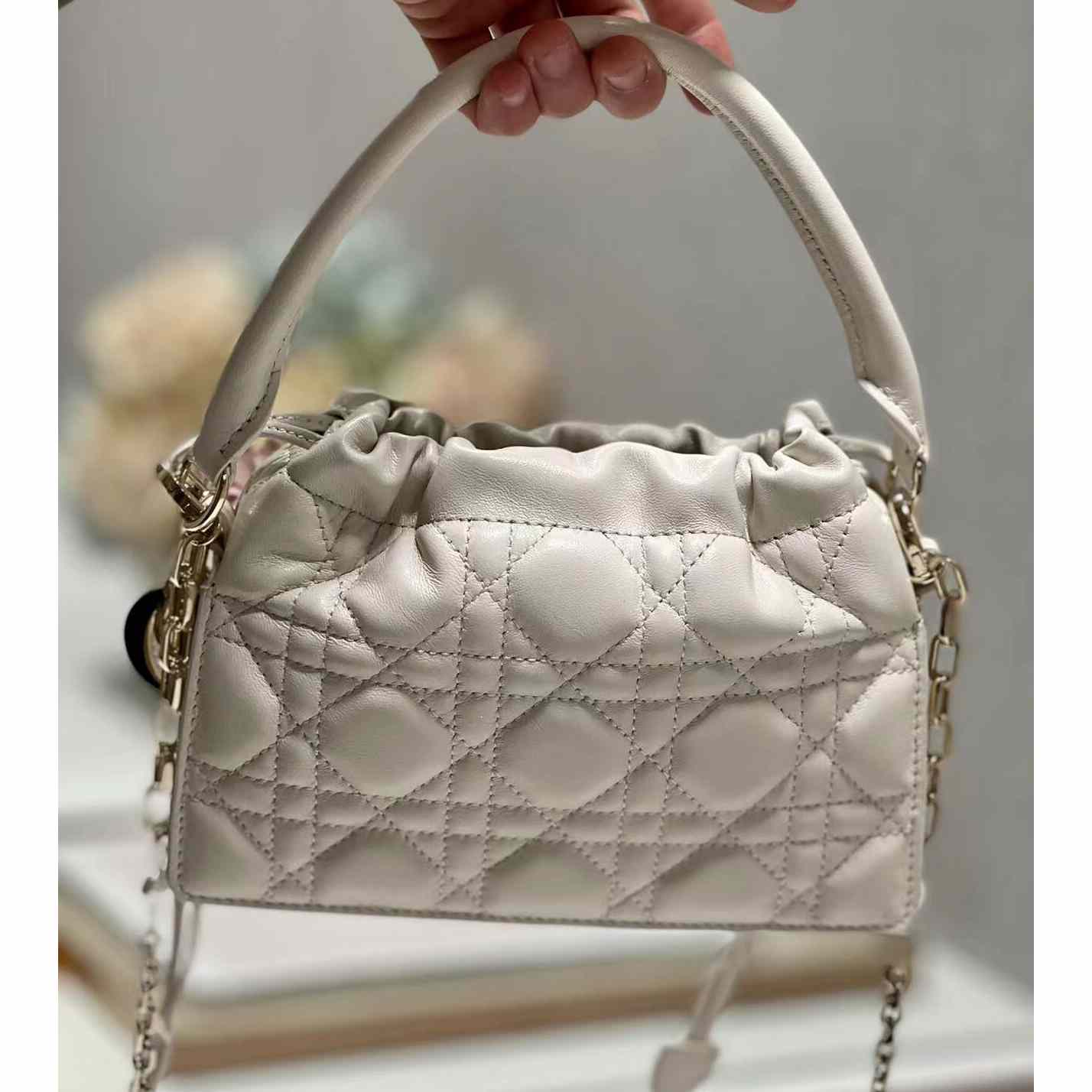 Dior Lady Dior Handle Drawstring Mini Bag - PerfectKickZ
