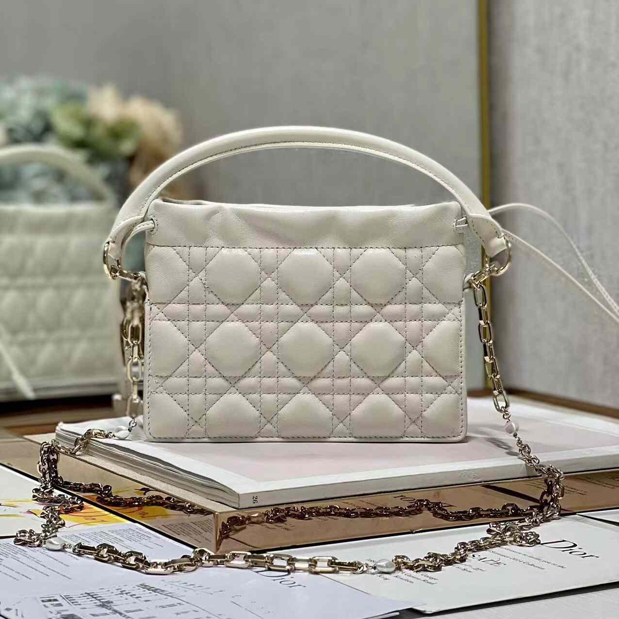 Dior Lady Dior Handle Drawstring Mini Bag - PerfectKickZ
