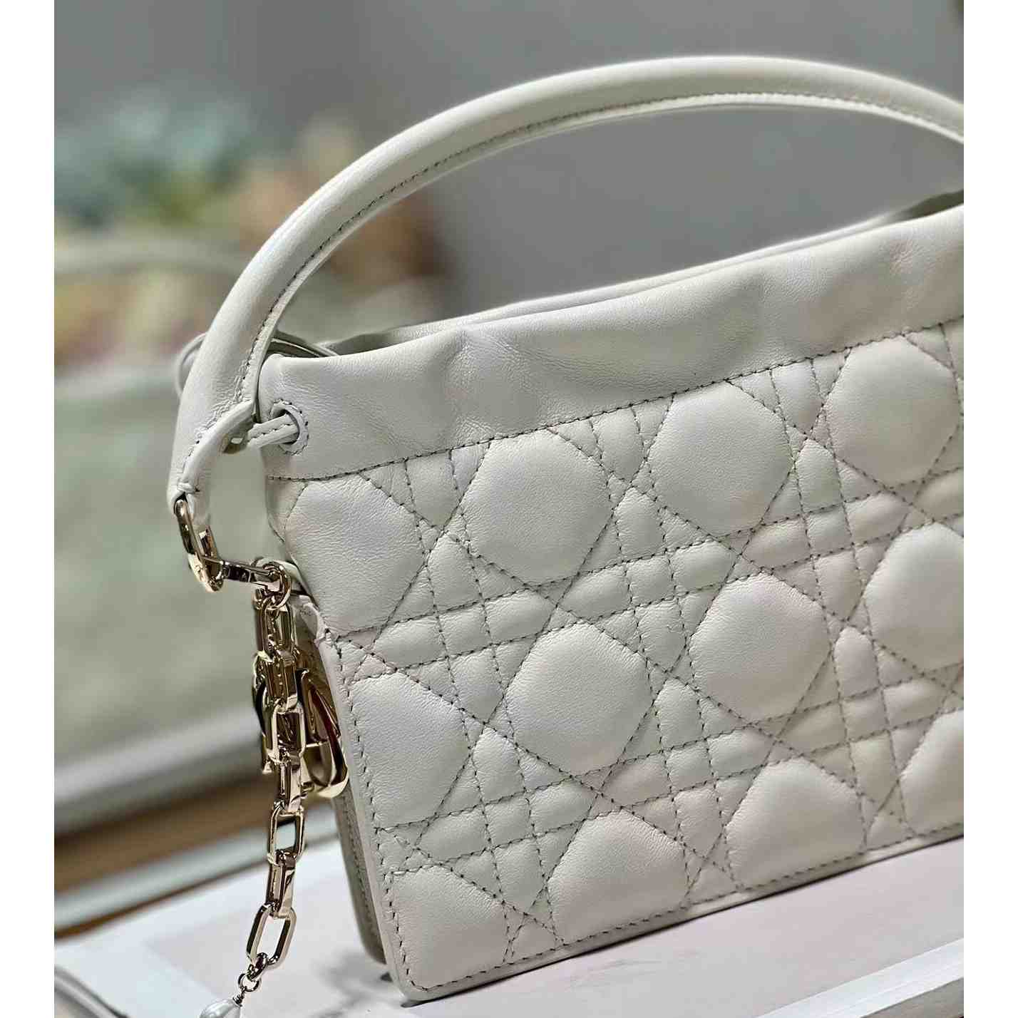 Dior Lady Dior Handle Drawstring Mini Bag - PerfectKickZ