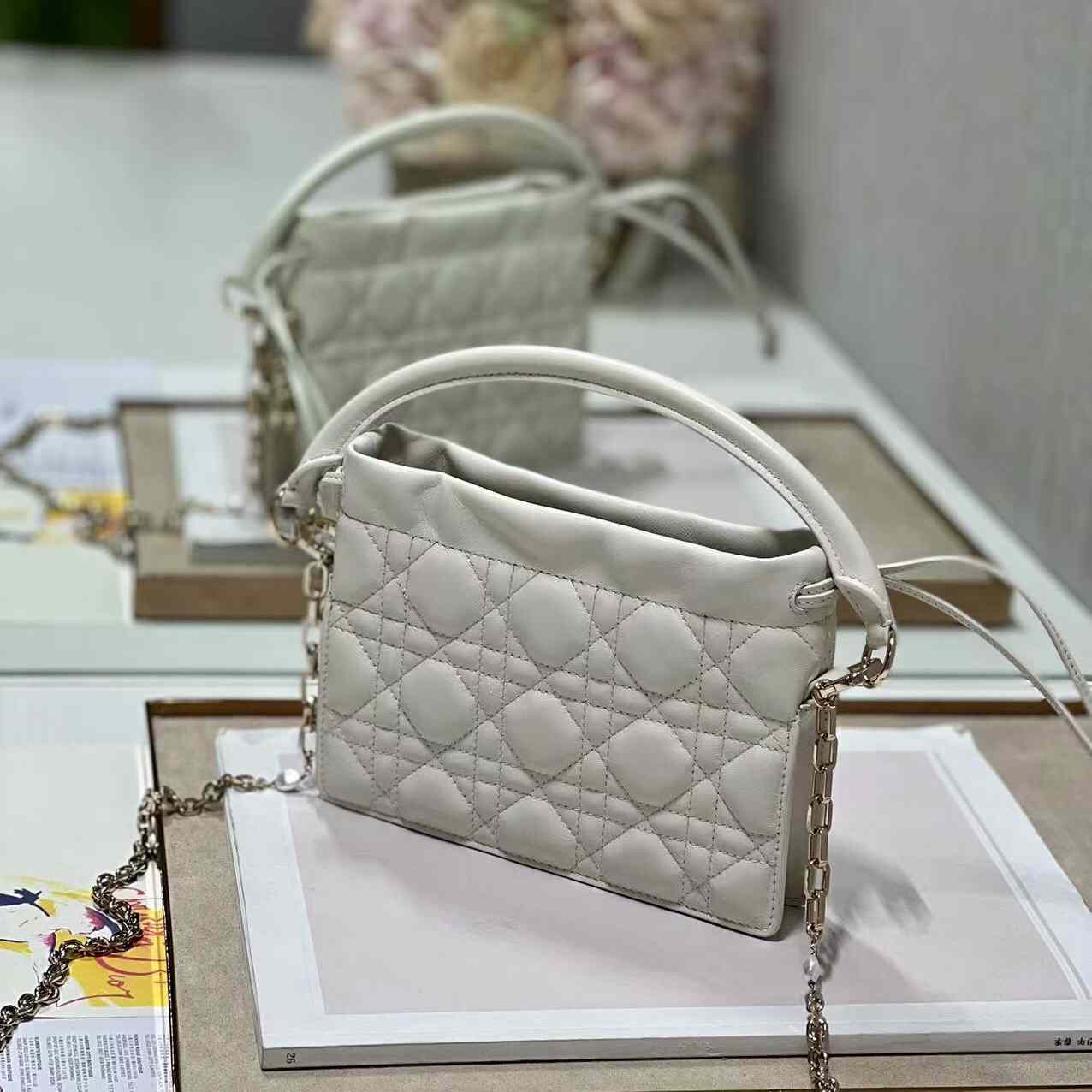 Dior Lady Dior Handle Drawstring Mini Bag - PerfectKickZ
