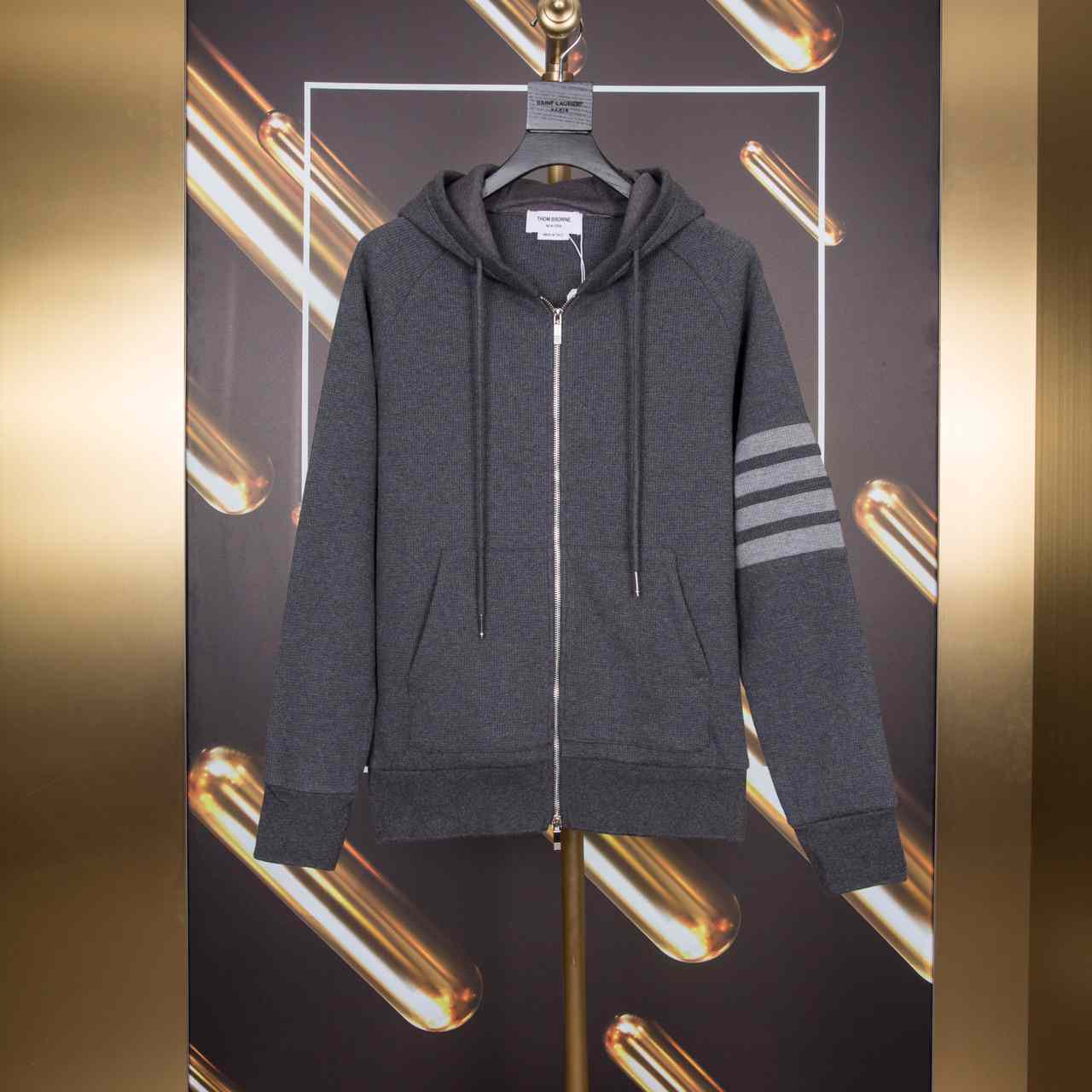 Thom Browne 4-Bar Zip-Up Cotton Hoodie - PerfectKickZ