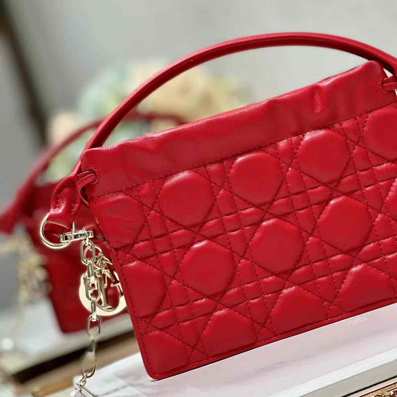 Dior Lady Dior Top Handle Drawstring Mini Bag - PerfectKickZ