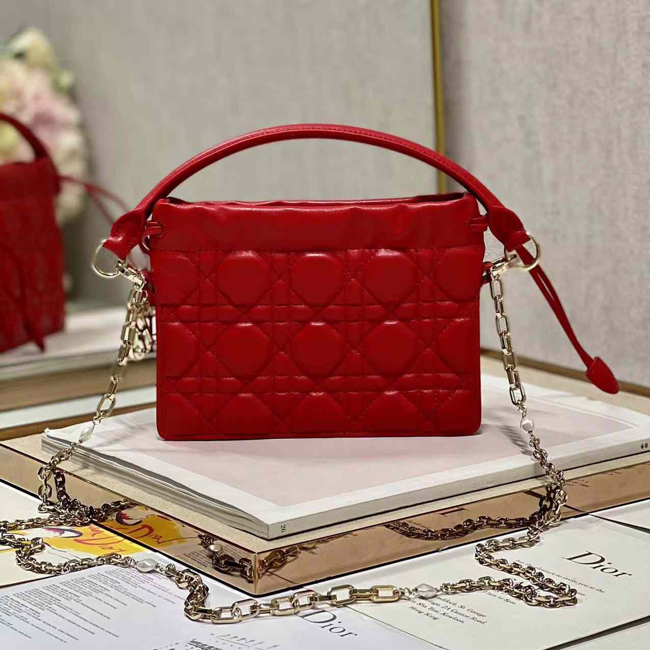 Dior Lady Dior Top Handle Drawstring Mini Bag - PerfectKickZ