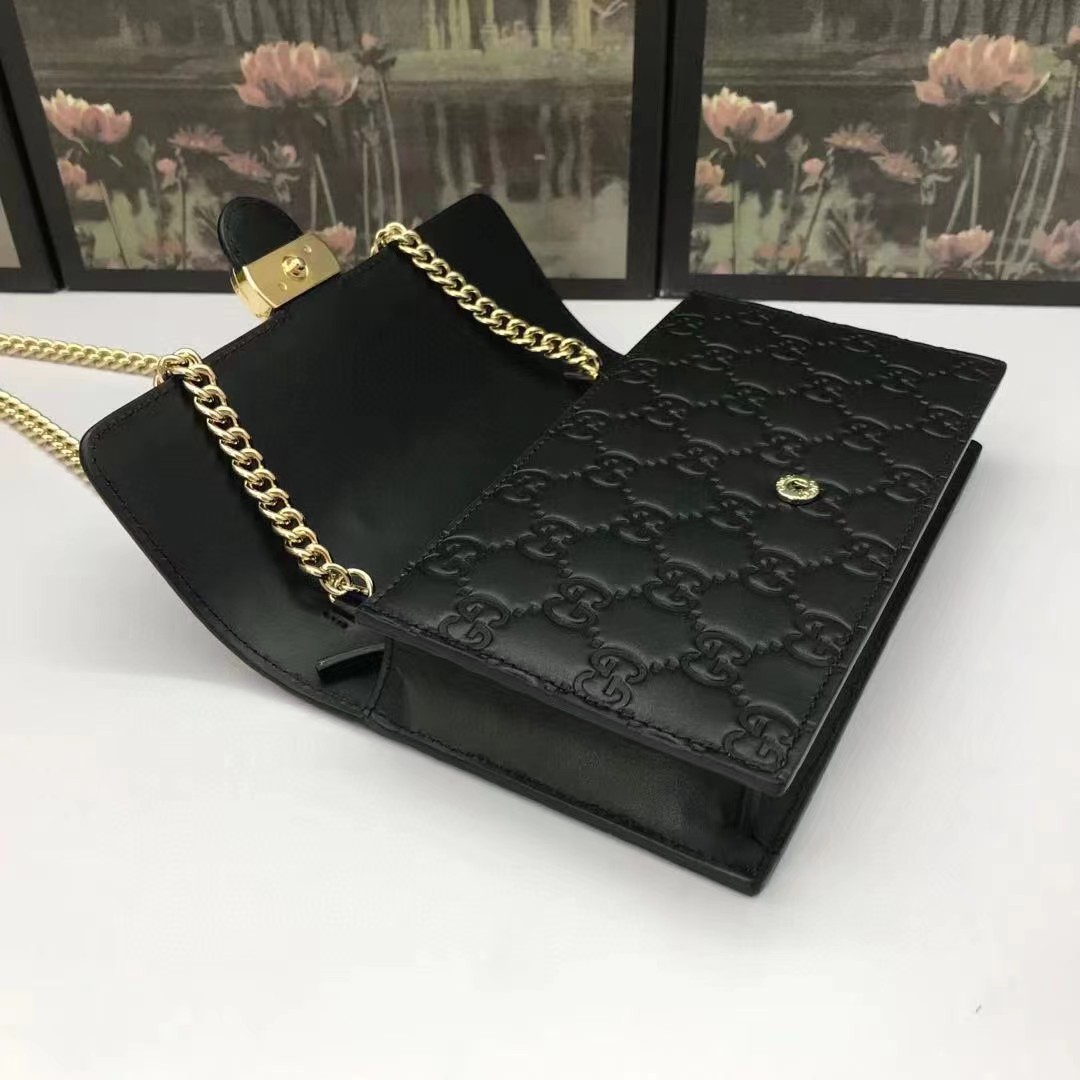 Gucci Guccissima Icon Chain Wallet Black(20-13-6cm) - 