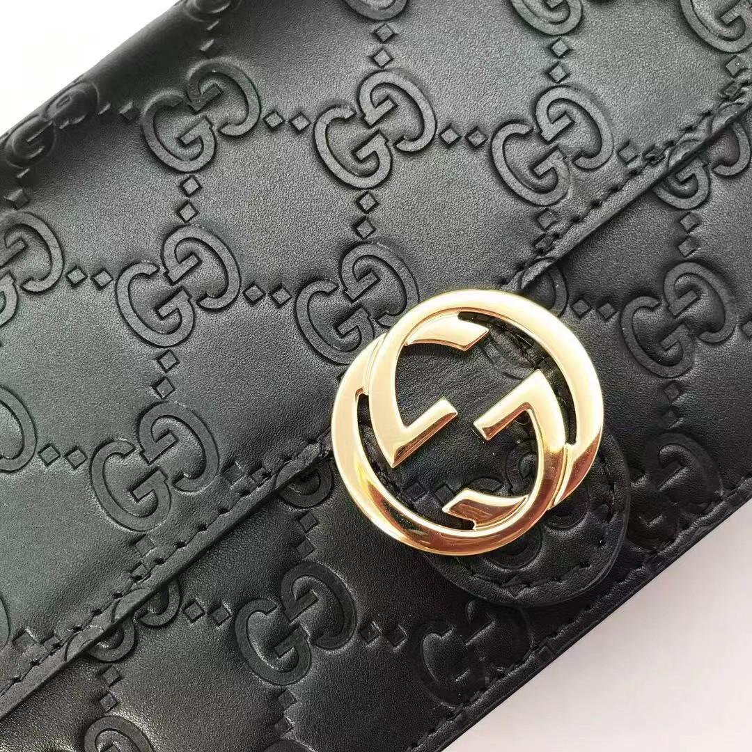 Gucci Guccissima Icon Chain Wallet Black(20-13-6cm) - 