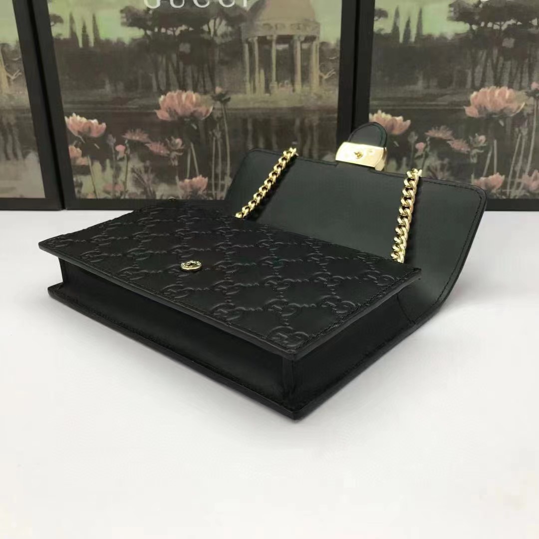 Gucci Guccissima Icon Chain Wallet Black(20-13-6cm) - 
