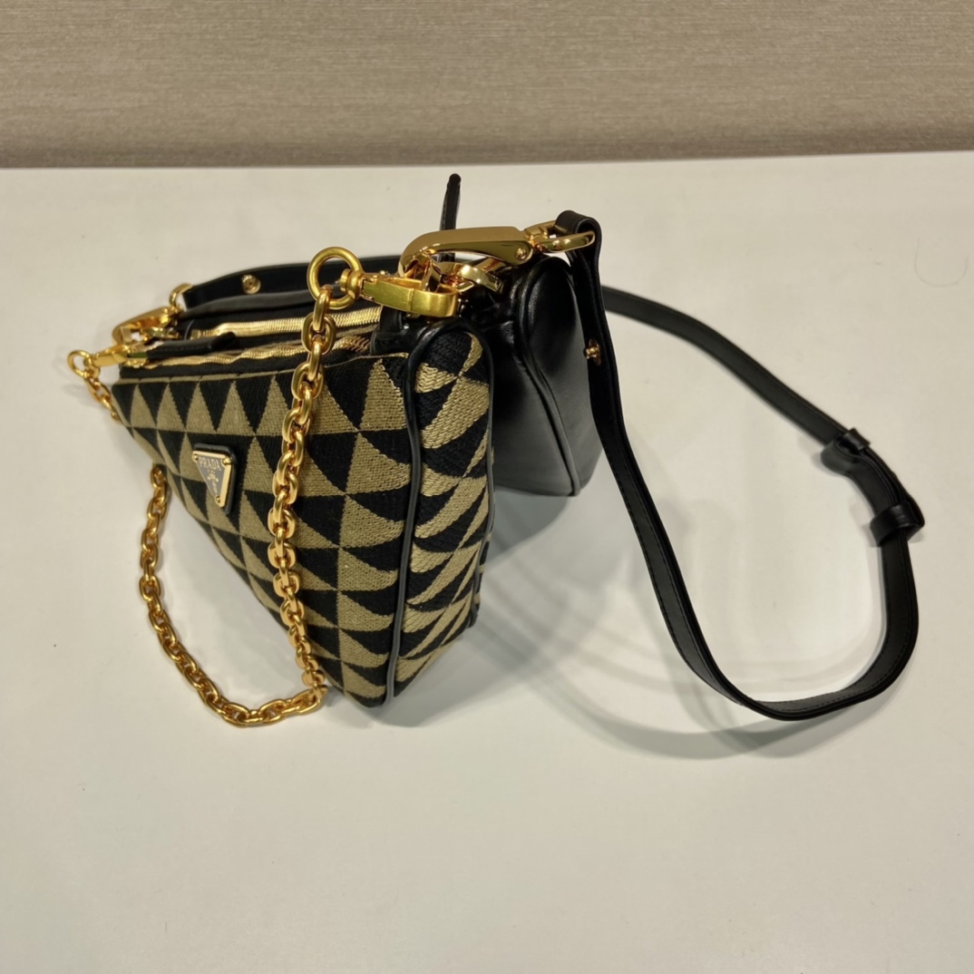 Prada Symbole Leather And Fabric Mini Bag(23-25-5cm) - PerfectKickZ