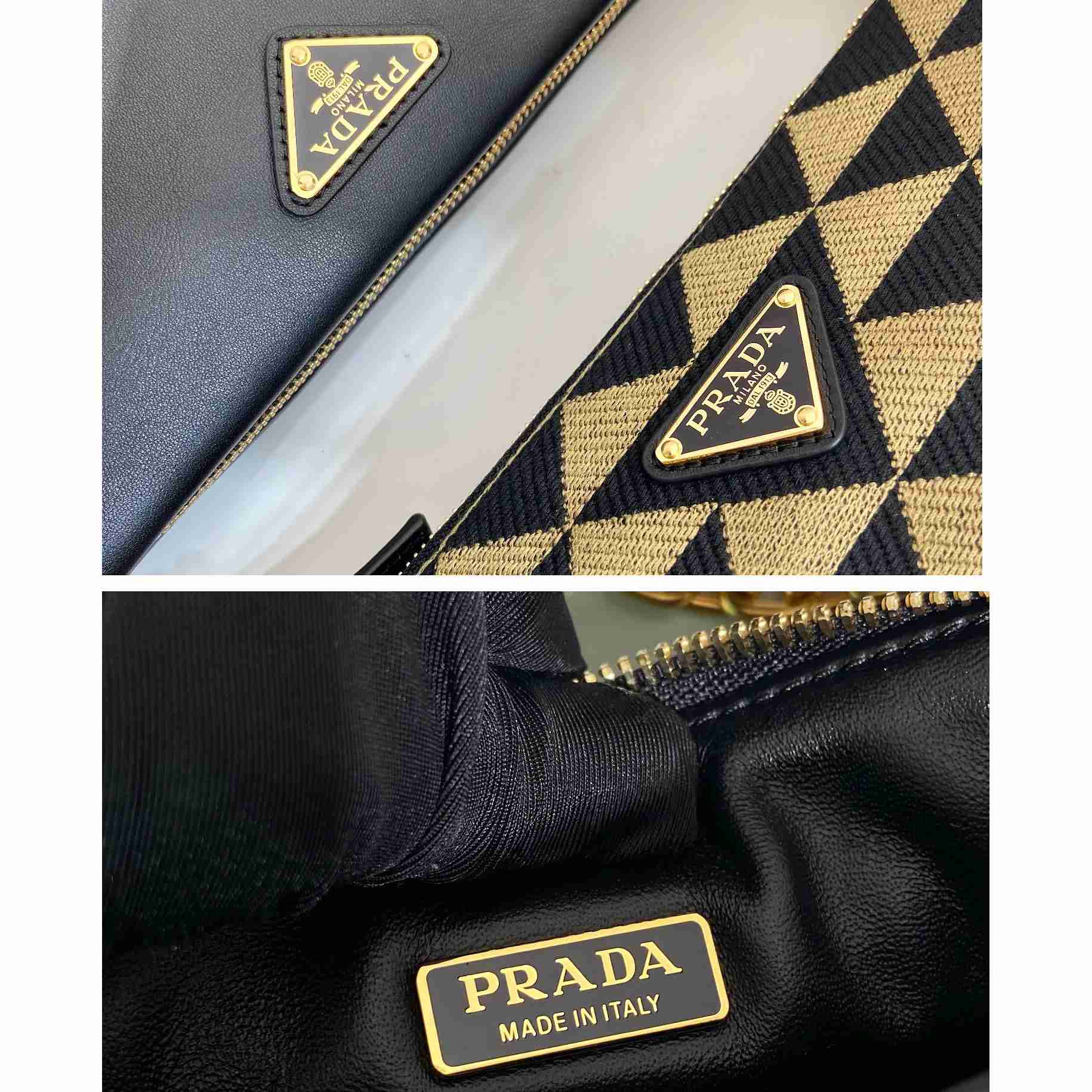 Prada Symbole Leather And Fabric Mini Bag(23-25-5cm) - 