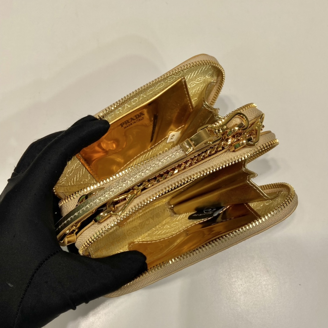 Prada Embellished Satin And Leather Mini-Pouch - PerfectKickZ