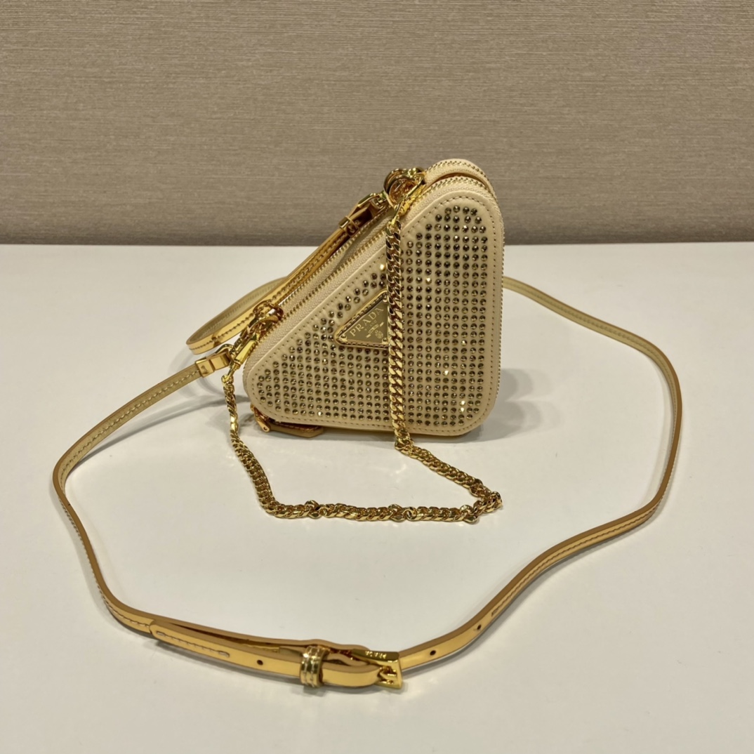 Prada Embellished Satin And Leather Mini-Pouch - PerfectKickZ
