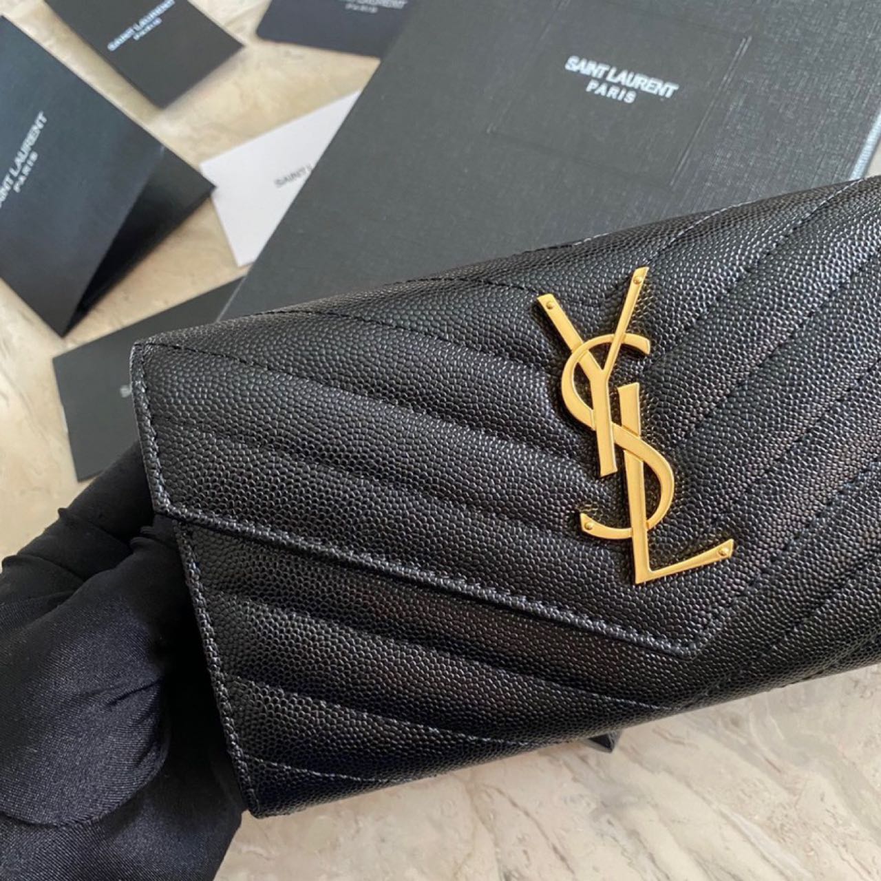 Saint Laurent Monogram Leather Wallet(19-11-3CM) - PerfectKickZ