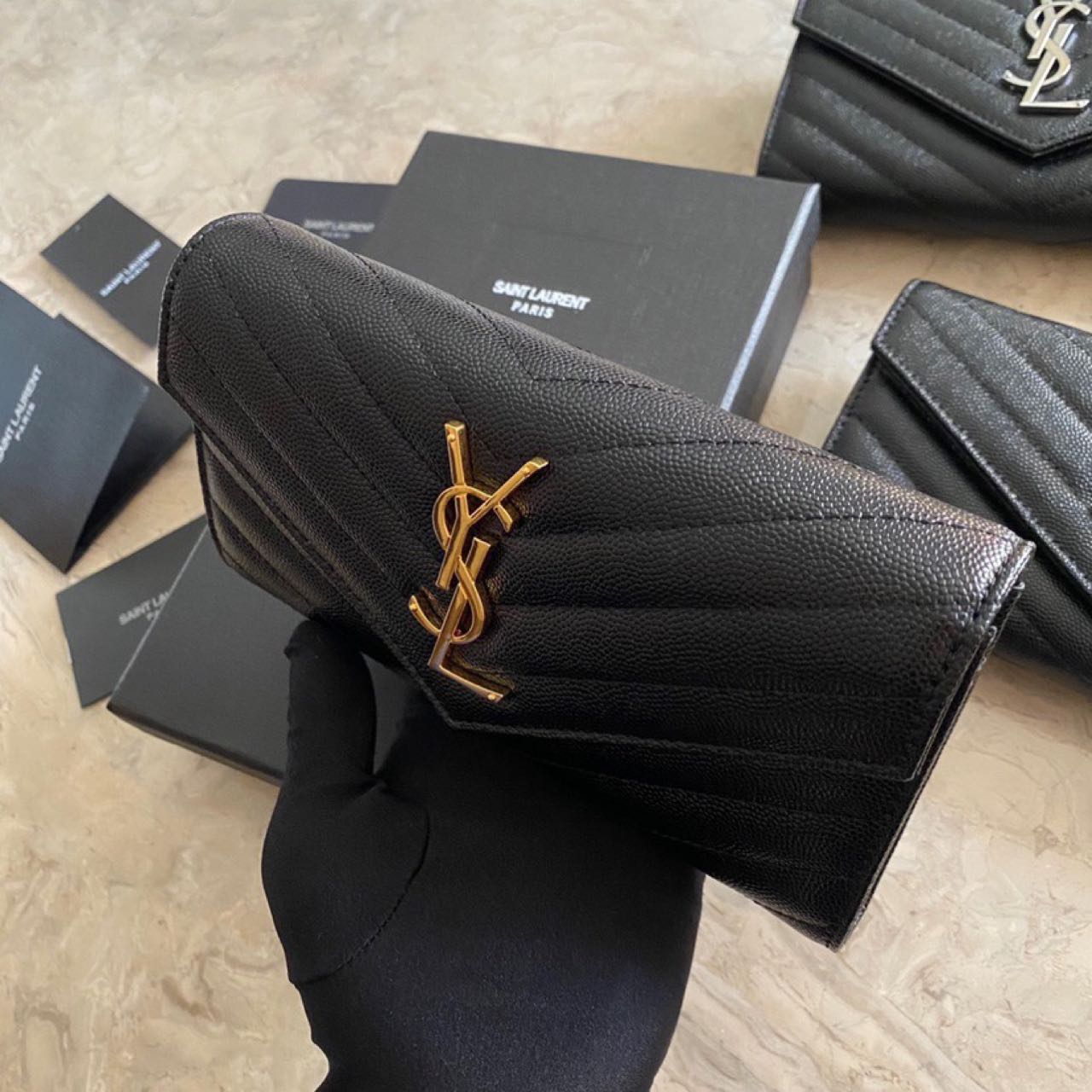 Saint Laurent Monogram Leather Wallet(19-11-3CM) - PerfectKickZ